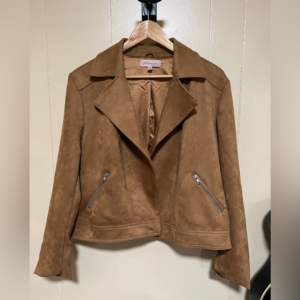 Philosophy Brown Faux Suede Jacket